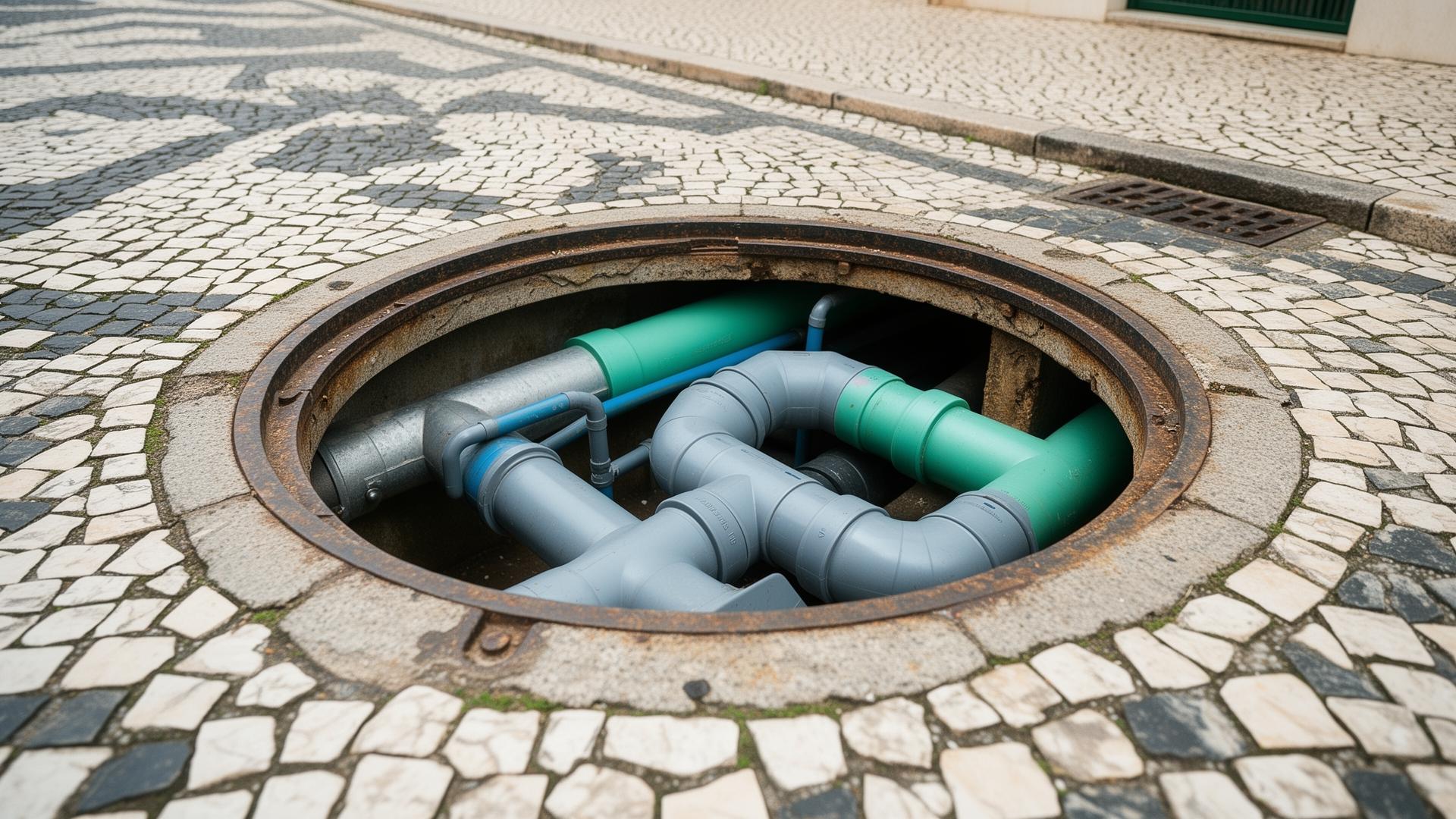 Desentupimento de rede de esgotos com equipamento mecânico profissional