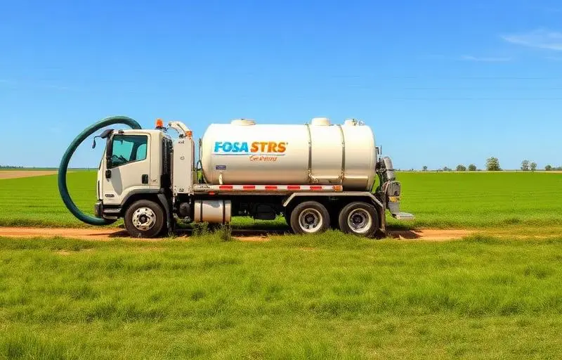 Camião-cisterna a aspirar e esvaziar fossa séptica